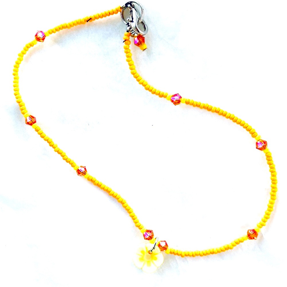 Mango Orange Yellow Hand Crafted Flower Anklet - Picture 1 of 3